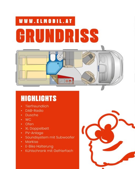 ✨Elmobils Daten - kompakt & genial:

🚐 Länge: 636cm
🪑4 Sitze, 2+1 Betten 
🔋100L Wassertank, PV-Anlage, Diesel-Power!
🎶Soundanlage mit Subwoofer für all die Roadtrip-Hits!
🐾Tierfreundlich - Wautzi darf mit 🥰

Jetzt buchen und losrollen: 
office@elmobil.at oder +43 660 1198219

#roadtrip #urlaub #camper #camperlife
